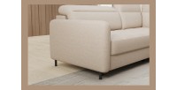 Canapé d’angle droit convertible BARNEA 208 cm beige crème avec rangement 