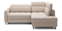Canapé d’angle droit convertible BARNEA 208 cm beige crème avec rangement 