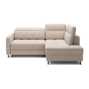 Canapé d’angle droit convertible BARNEA 208 cm beige crème avec rangement 