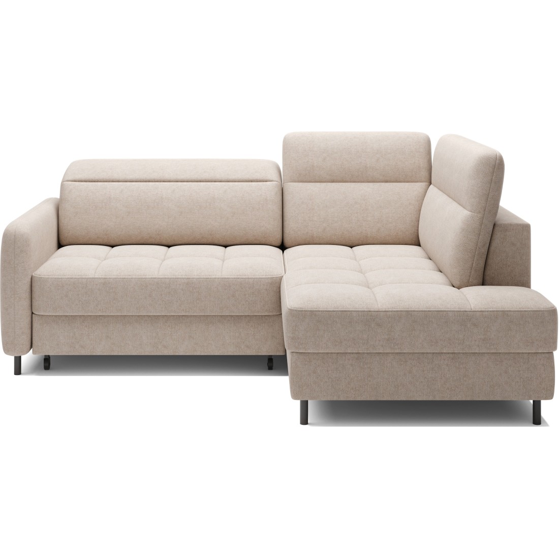 Canapé d’angle droit convertible BARNEA 208 cm beige crème avec rangement 