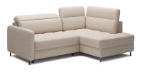 Canapé d’angle droit convertible BARNEA 208 cm beige crème avec rangement 