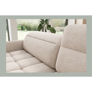 Canapé d’angle droit convertible BARNEA 208 cm beige crème avec rangement 