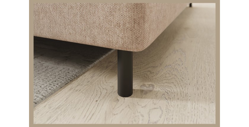 Canapé d’angle droit convertible BARNEA 208 cm beige crème avec rangement 