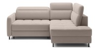 Canapé d’angle droit convertible BARNEA 208 cm beige crème avec rangement 