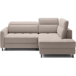 Canapé d’angle droit convertible BARNEA 208 cm beige crème avec rangement 
