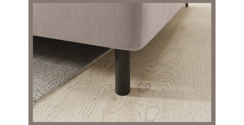 Canapé d’angle droit convertible BARNEA 208 cm beige crème avec rangement 
