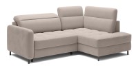 Canapé d’angle droit convertible BARNEA 208 cm beige crème avec rangement 