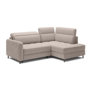 Canapé d’angle droit convertible BARNEA 208 cm beige crème avec rangement 