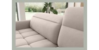 Canapé d’angle droit convertible BARNEA 208 cm beige crème avec rangement 