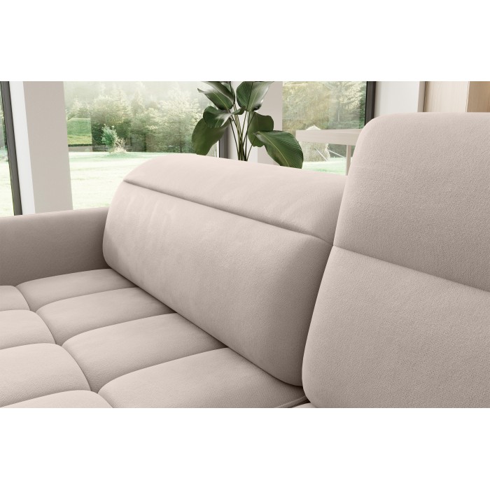 Canapé d’angle droit convertible BARNEA 208 cm beige crème avec rangement 