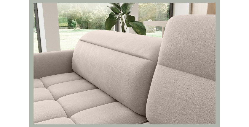 Canapé d’angle droit convertible BARNEA 208 cm beige crème avec rangement 