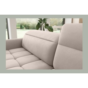 Canapé d’angle droit convertible BARNEA 208 cm beige crème avec rangement 
