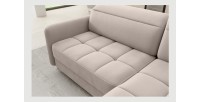 Canapé d’angle droit convertible BARNEA 208 cm beige crème avec rangement 