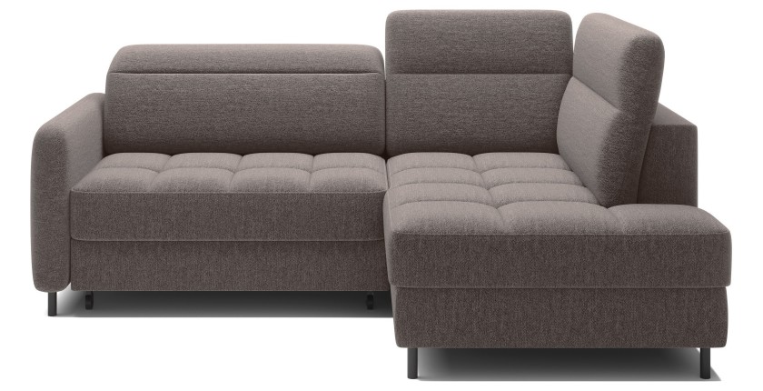 Canapé d’angle droit convertible BARNEA 208 cm marron avec rangement 
