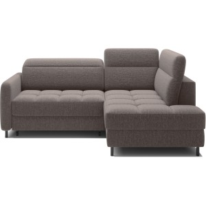 Canapé d’angle droit convertible BARNEA 208 cm marron avec rangement 