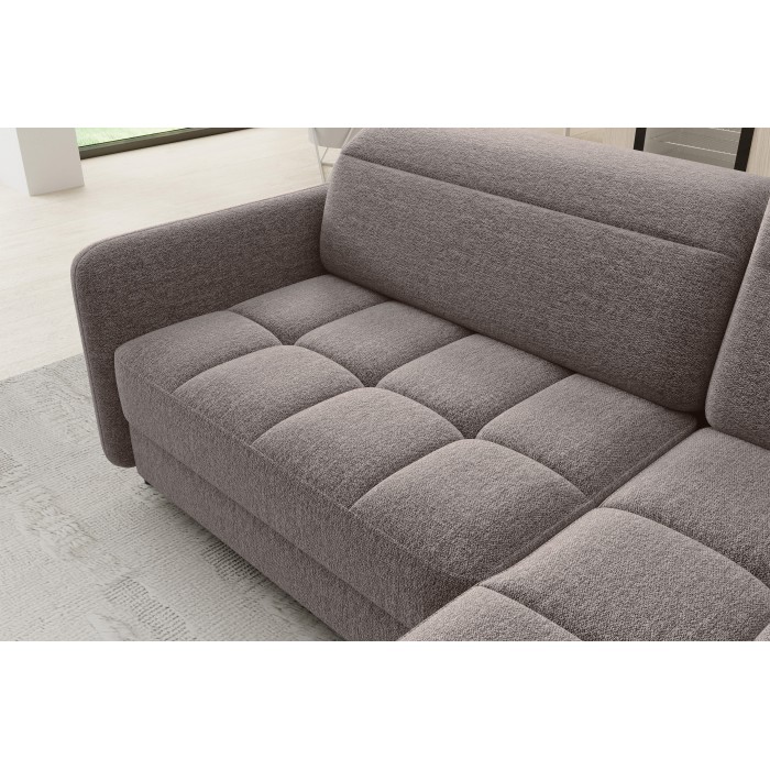 Canapé d’angle droit convertible BARNEA 208 cm marron avec rangement 