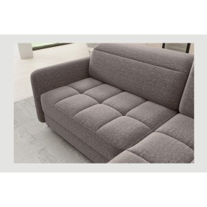 Canapé d’angle droit convertible BARNEA 208 cm marron avec rangement 