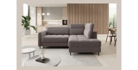 Canapé d’angle droit convertible BARNEA 208 cm marron avec rangement 