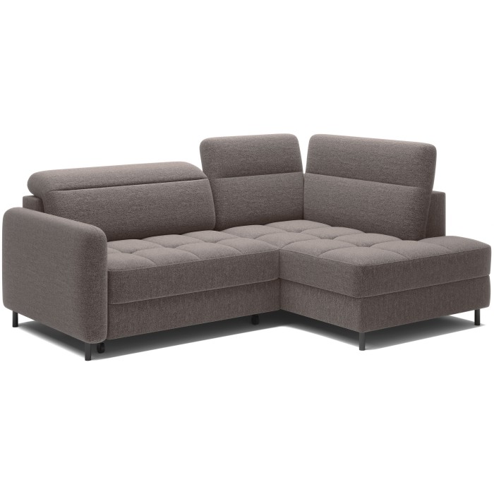 Canapé d’angle droit convertible BARNEA 208 cm marron avec rangement 
