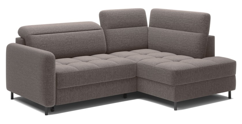 Canapé d’angle droit convertible BARNEA 208 cm marron avec rangement 