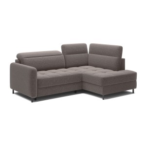 Canapé d’angle droit convertible BARNEA 208 cm marron avec rangement 