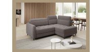 Canapé d’angle droit convertible BARNEA 208 cm marron avec rangement 