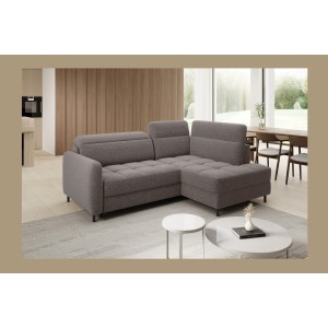 Canapé d’angle droit convertible BARNEA 208 cm marron avec rangement 