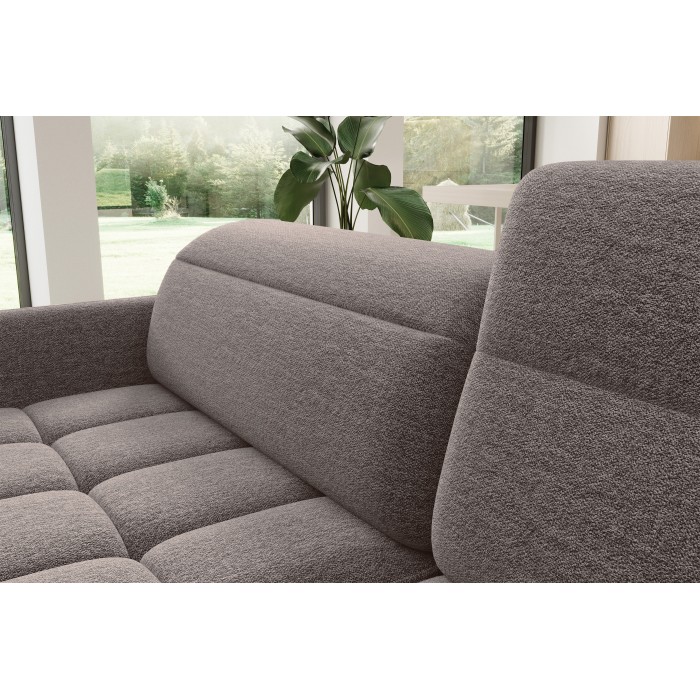Canapé d’angle droit convertible BARNEA 208 cm marron avec rangement 