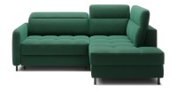 Canapé d’angle droit convertible BARNEA 208 cm vert foncé avec rangement 