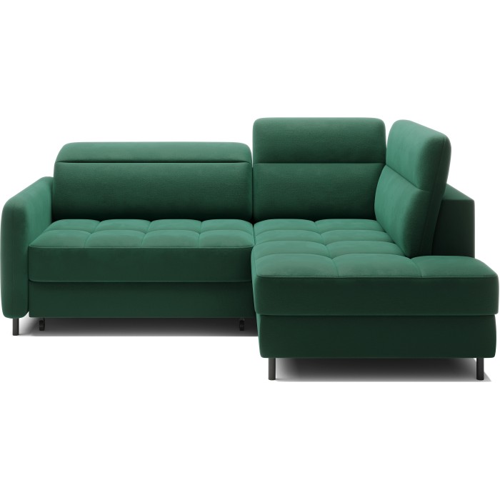 Canapé d’angle droit convertible BARNEA 208 cm vert foncé avec rangement 