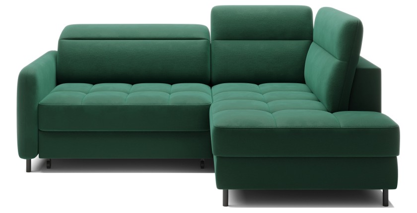 Canapé d’angle droit convertible BARNEA 208 cm vert foncé avec rangement 