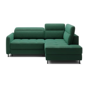 Canapé d’angle droit convertible BARNEA 208 cm vert foncé avec rangement 