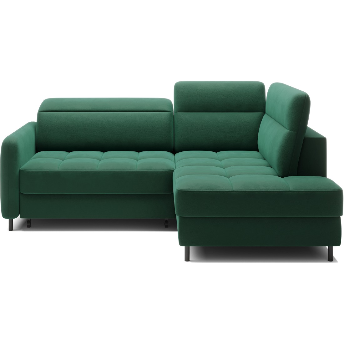 Canapé d’angle droit convertible BARNEA 208 cm vert foncé avec rangement 