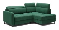 Canapé d’angle droit convertible BARNEA 208 cm vert foncé avec rangement 