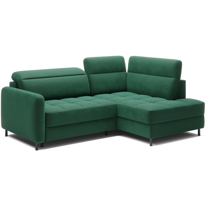 Canapé d’angle droit convertible BARNEA 208 cm vert foncé avec rangement 
