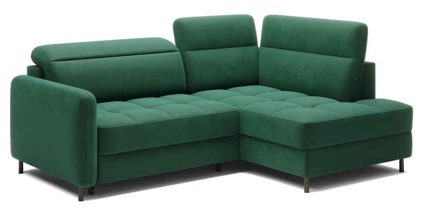 Canapé d’angle droit convertible BARNEA 208 cm vert foncé avec rangement 