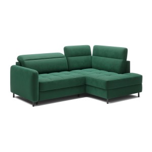 Canapé d’angle droit convertible BARNEA 208 cm vert foncé avec rangement 