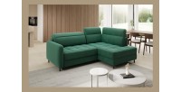 Canapé d’angle droit convertible BARNEA 208 cm vert foncé avec rangement 