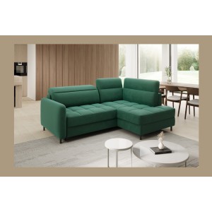 Canapé d’angle droit convertible BARNEA 208 cm vert foncé avec rangement 