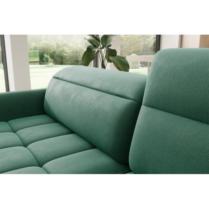 Canapé d’angle droit convertible BARNEA 208 cm vert foncé avec rangement 