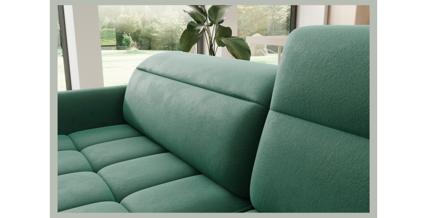 Canapé d’angle droit convertible BARNEA 208 cm vert foncé avec rangement 