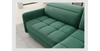 Canapé d’angle droit convertible BARNEA 208 cm vert foncé avec rangement 