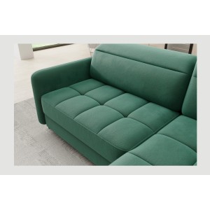 Canapé d’angle droit convertible BARNEA 208 cm vert foncé avec rangement 