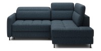 Canapé d’angle droit convertible BARNEA 208 cm bleu foncé avec rangement 