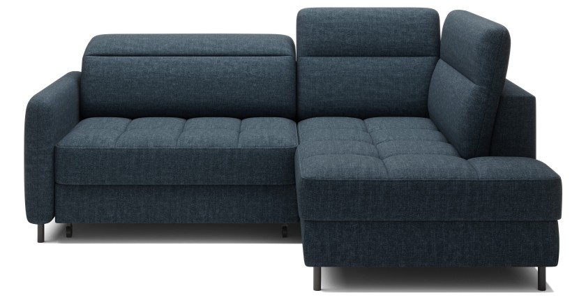 Canapé d’angle droit convertible BARNEA 208 cm bleu foncé avec rangement 