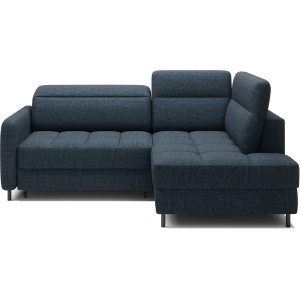 Canapé d’angle droit convertible BARNEA 208 cm bleu foncé avec rangement 