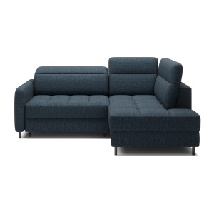 Canapé d’angle droit convertible BARNEA 208 cm bleu foncé avec rangement 