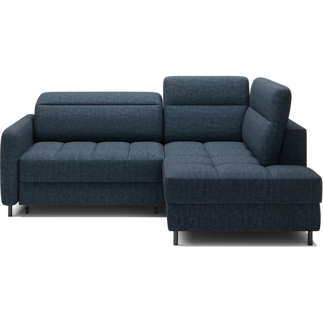 Canapé d’angle droit convertible BARNEA 208 cm bleu foncé avec rangement 