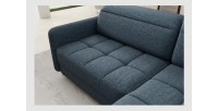 Canapé d’angle droit convertible BARNEA 208 cm bleu foncé avec rangement 