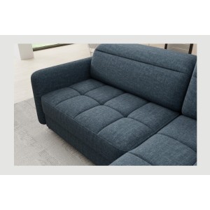 Canapé d’angle droit convertible BARNEA 208 cm bleu foncé avec rangement 